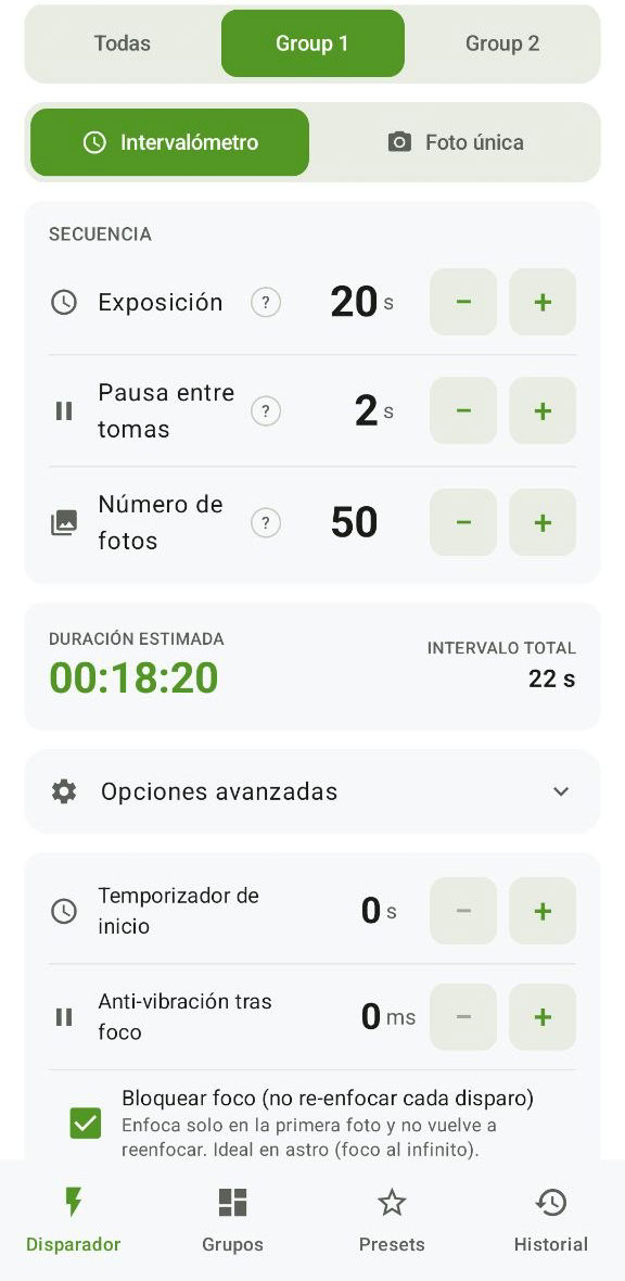 Sequence setup with advanced options